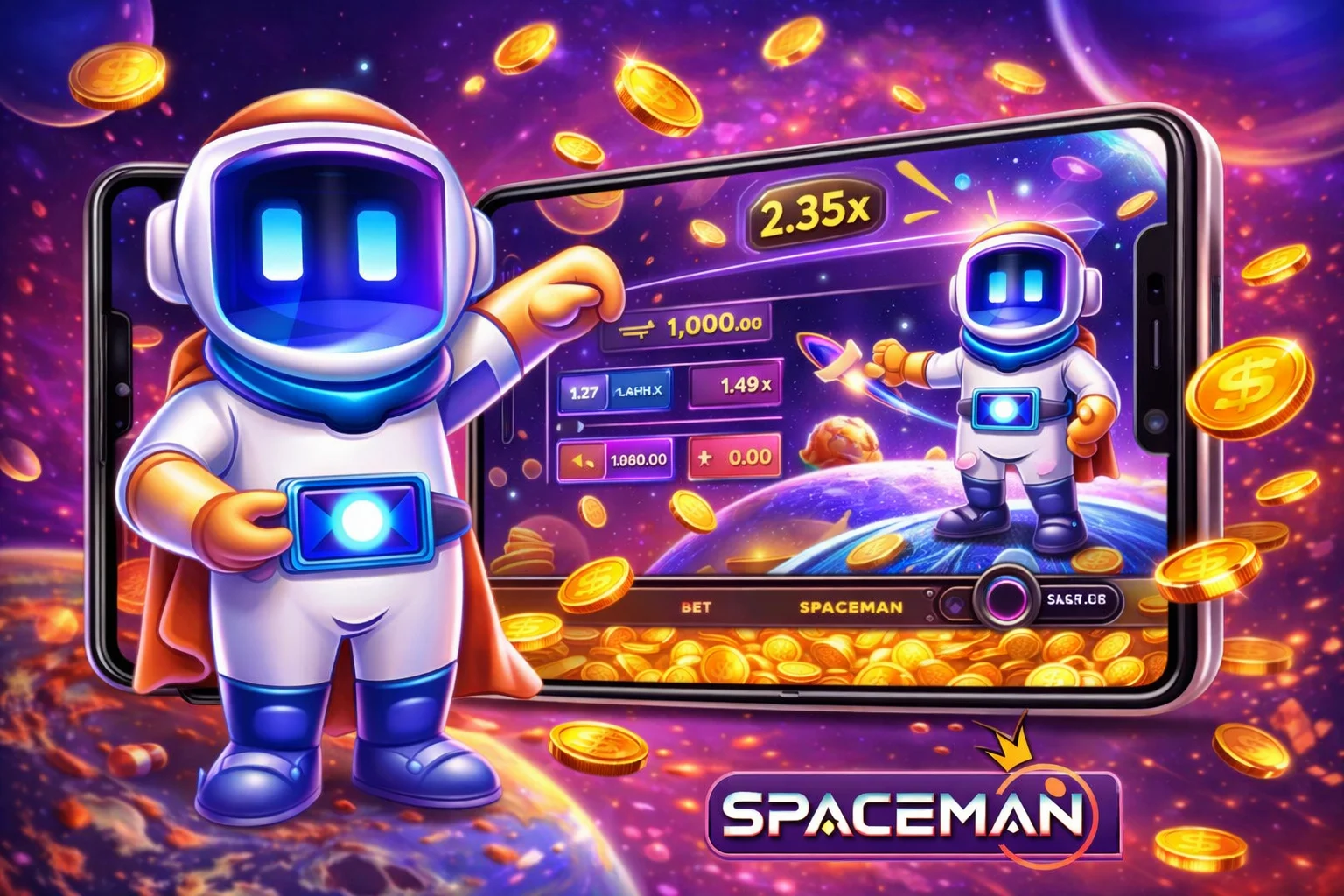 Astronaut with Spaceman game in space Flyingslot